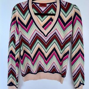 Missoni Multicolor Chevron V-Neck Sweater